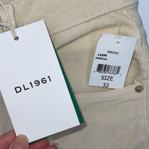 DL1961 Womens Hepburn Wide Leg High Rise Vintage Corduroy Pants Cream Sz 32 NWT - Picture 7 of 14